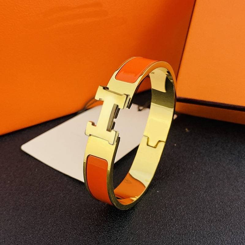Bracelet classique en émail avec lettre H de créateur, large boucle en or, bracelet H européen et américain, bracelet pour couple