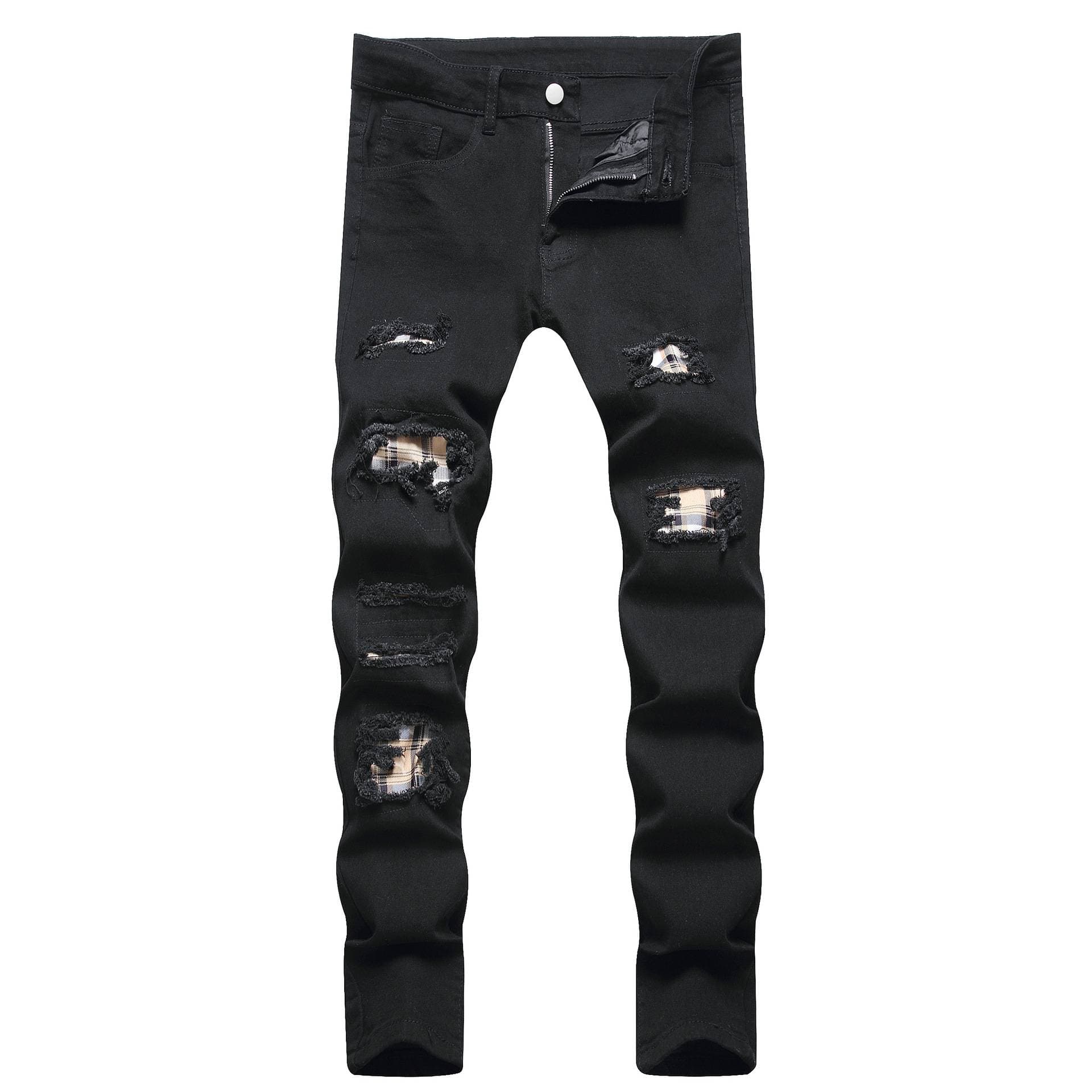Men's Ripped Jeans - Distressed Denim Pants For Casual Streetwear, Slim Fit Stretch Comfort