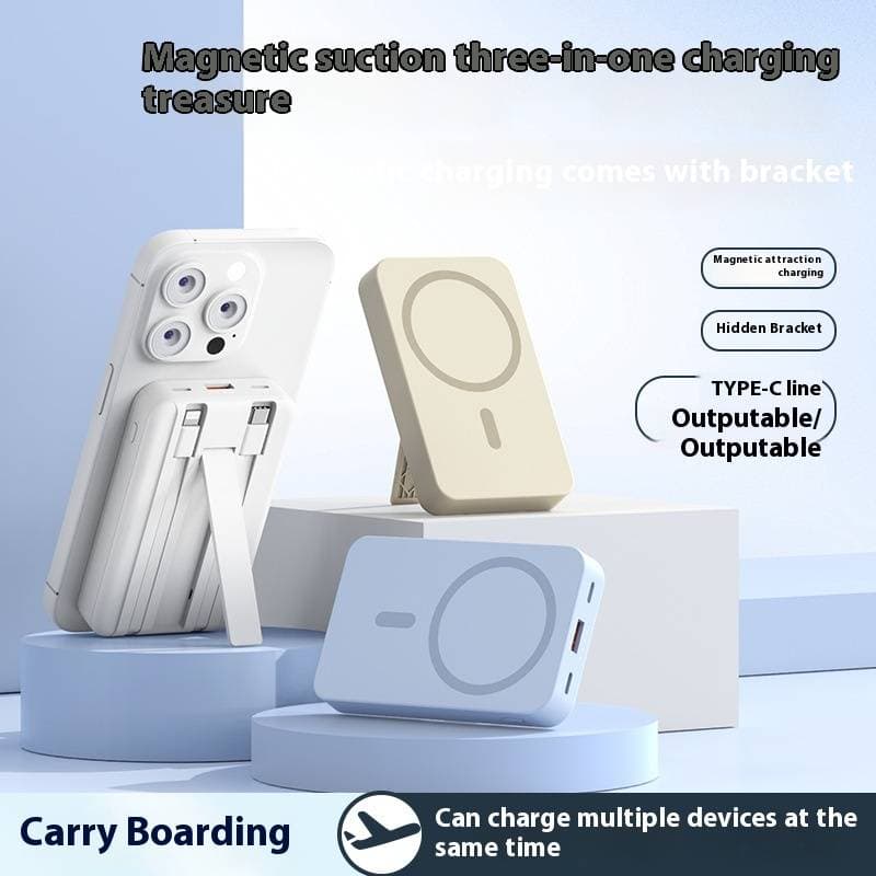 ​10000mAh Magnetic Wireless Power Bank With Stand & Built-in Cable Fast Charging & Portable For IPhone/Android​​