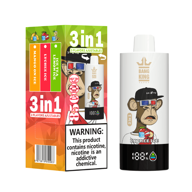 BangKing 85000 Vape jetable Puff 85k 3 en 1 avec écran LCD (lot de 3)