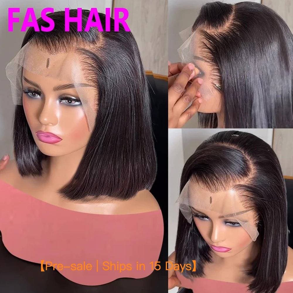 【Pre-sale | Ships In 15 Days】12A Premium Bone Straight Bob Wig - 100% Human Hair, Double Drawn, Glueless Lace Front (Natural Black, 180% Density)​