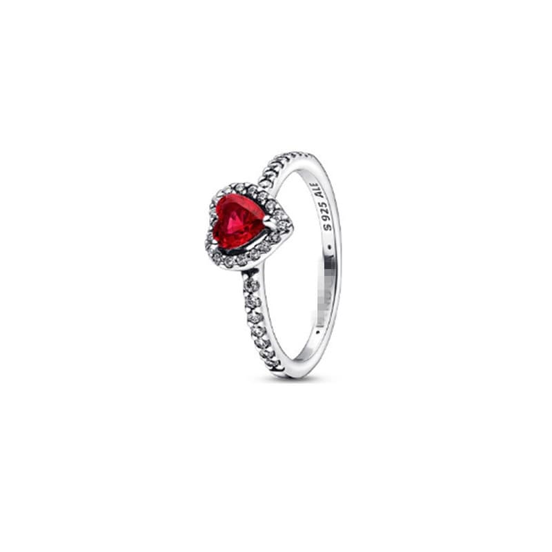 Bague Panjia Duola en cuivre plaqué argent, série Noble, cœur rouge, rose et blanc