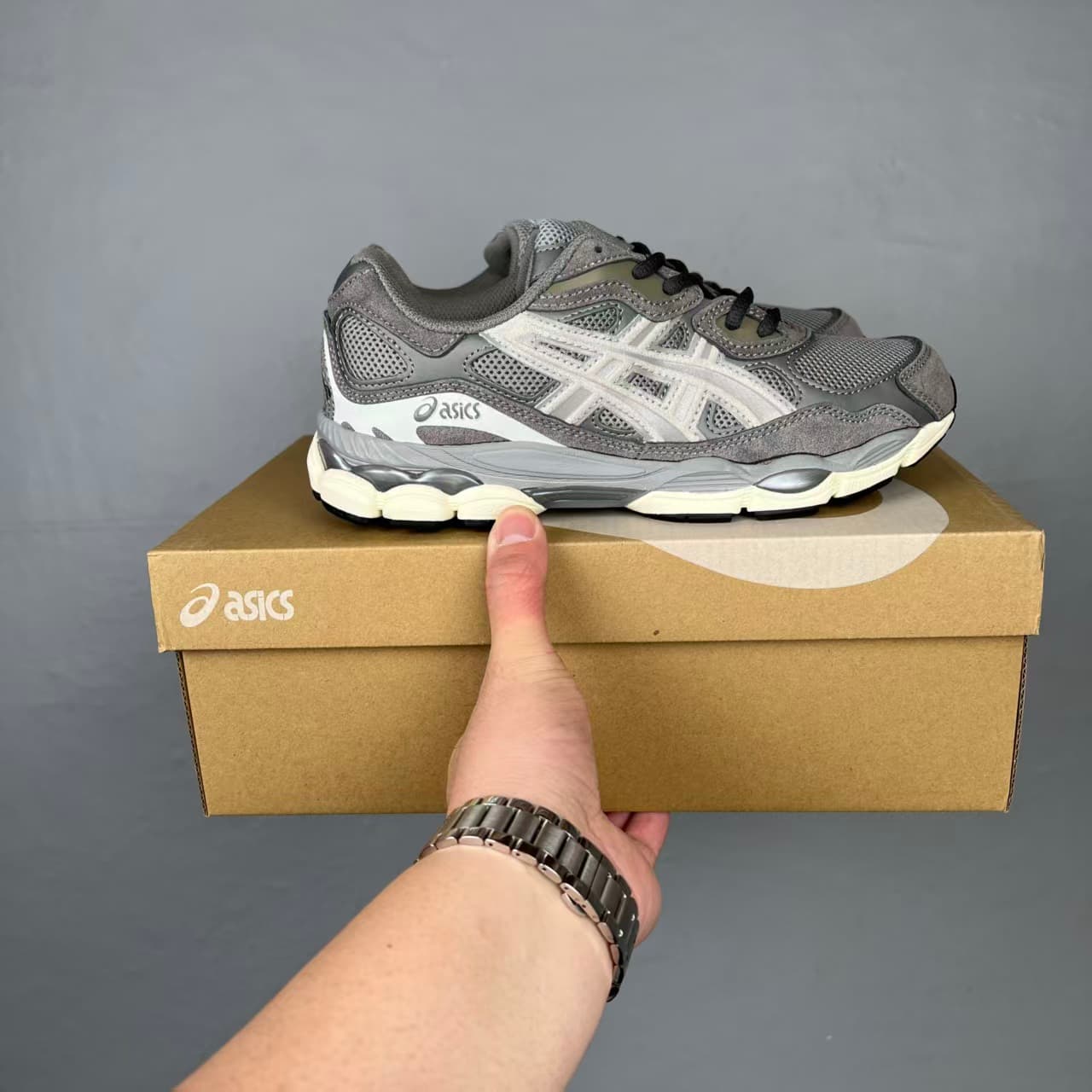GEL_NYC Pure Original Nouveau Style Chaussures de course basses bleues en maille patchwork résistante à l'usure, respirantes et amortissantes.