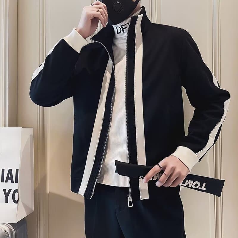 New Spring and Autumn Casual Jacket, Men's Trendy Brand Handsome Top, Rascal Handsome, Color blocked, Slimming, Street Explosion Jacket