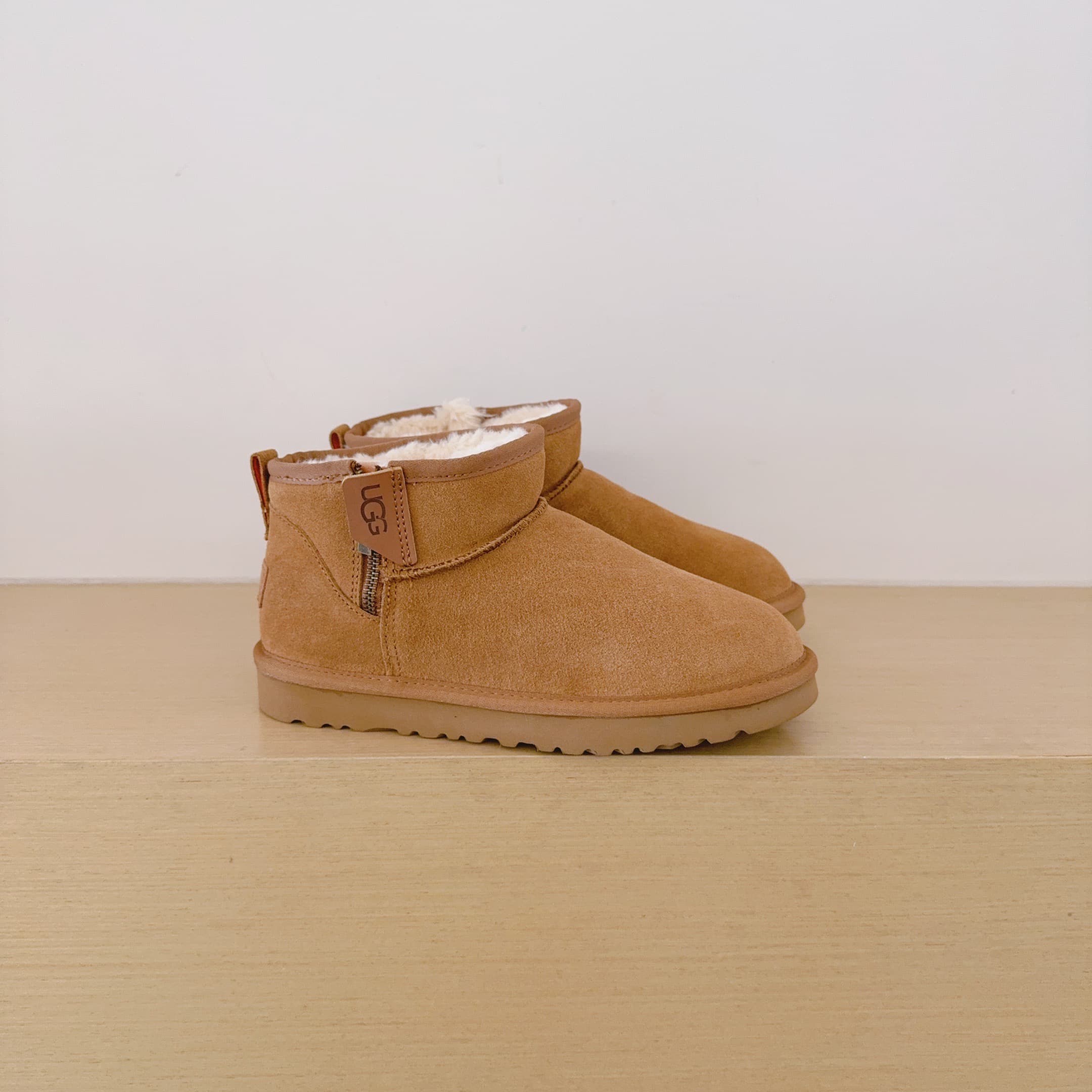 Bottes de neige UGG pour femmes, avec fermeture éclair, semelle fine, cuir véritable, tendance, chaudes, plates, décontractées, bottines d'hiver
