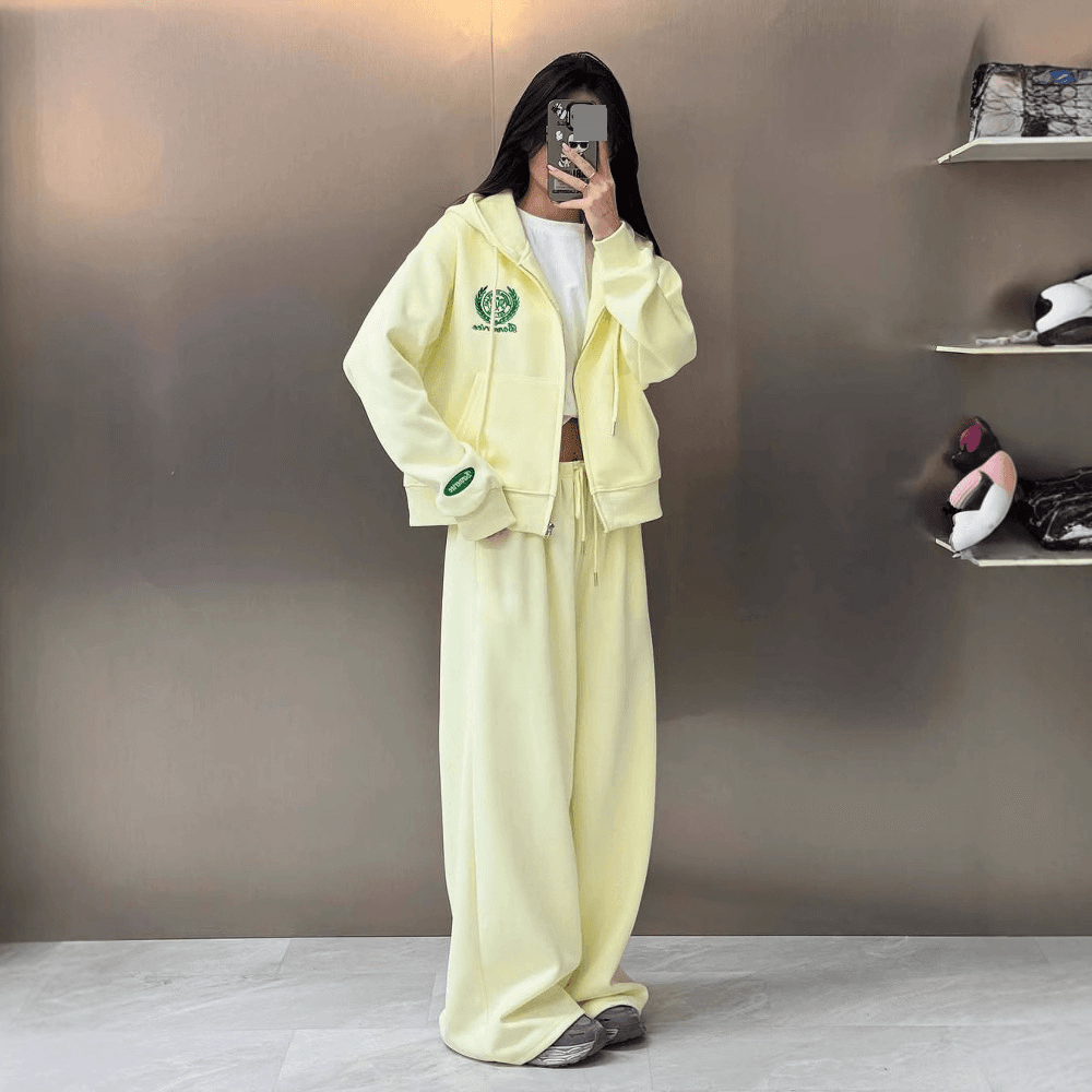 Women's Clothing Sports Suits Hooded Pullover Embroidery Design Sweater Casual Wear Two Piece Suit Outer Wear
