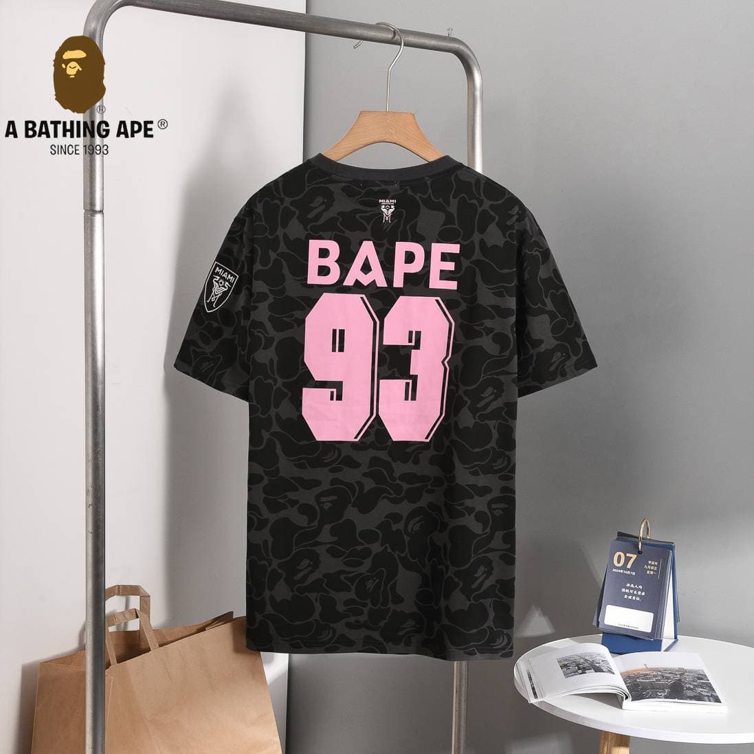 A BATHING APE Miami Bape Special Edition 23/24 Fans Men's Shirt Short Sleeve T-shirt Made Of Pure Cotton Fabric