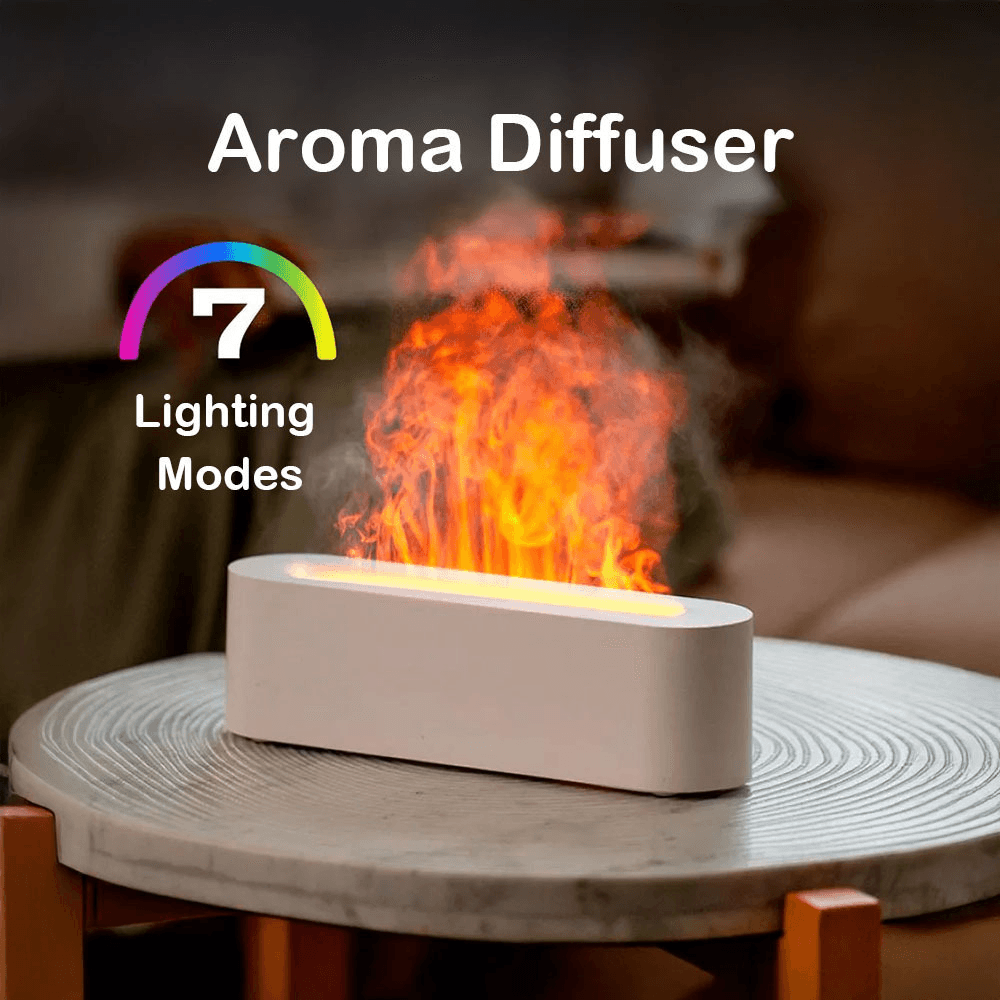 3D Flame Humidifier With Color Changing Lights, 150ml USB Air Humidifier For Bedroom, Office, 3 Speeds, Auto Shut-Off