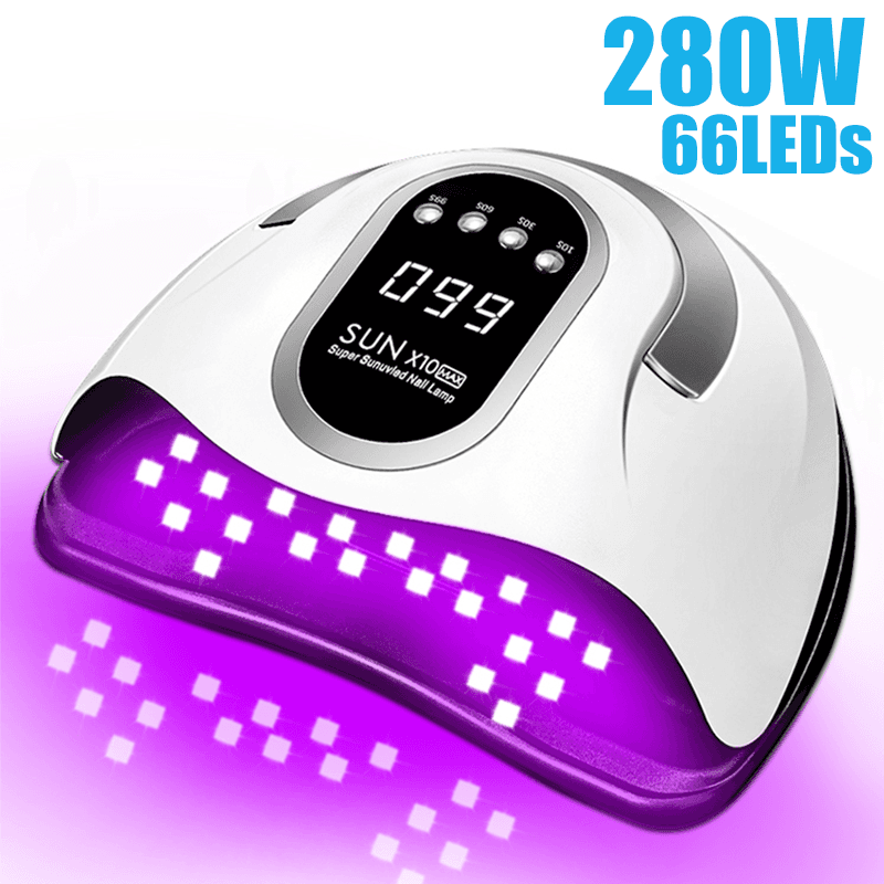 280W SUN X10 Max UV LED Nail Lamps Dryer With 66 LEDS Smart Timing Quick Dry For Gel Two-handed Household Lamp For Manicure Tool