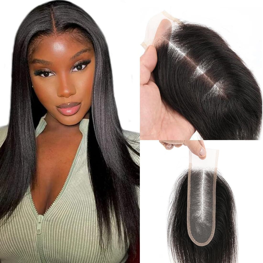 2x6 Lace Closure Straight 100% Human Hair Kim K Middle Part Closure Straight HD Transparent Lace Closure 2x6 Human Hair Kim K Closure 16inch