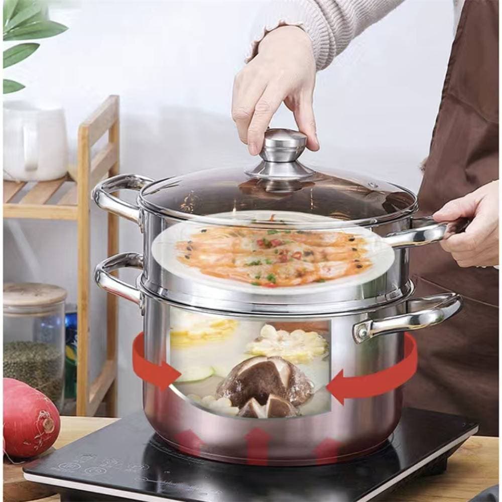 1pc, Steamer Pot, Stainless Steel Steaming And Cooking Integrated Pot With Lid, Universal For Induction Cooker, Gas Stove, And Electric Stove
