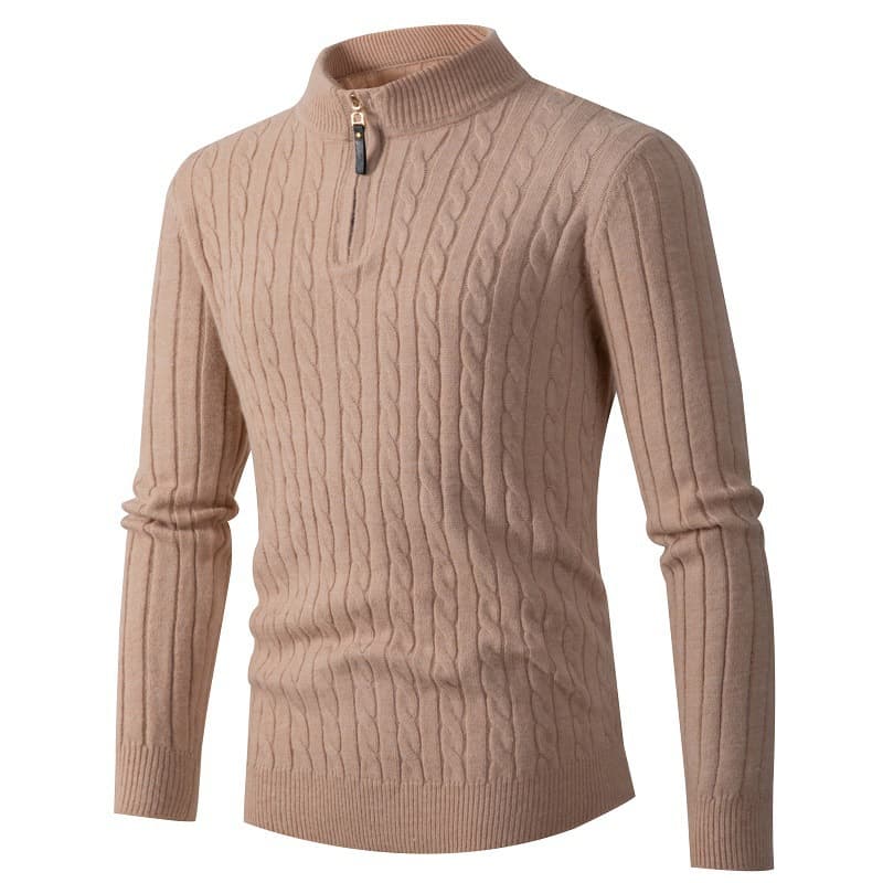 Men's Clothing hot selling half zip knitted sweater autumn sweater men's loose version of the half high collar sweater bottoming shirt