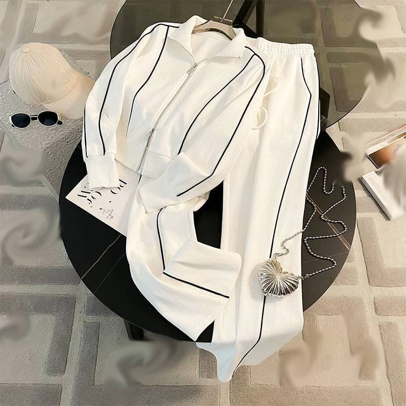 Women's Clothing High End Fashion Sports Casual Sweater Suit For Women Autumn New Style High Profile Wide Leg Pants Two Piece Suit