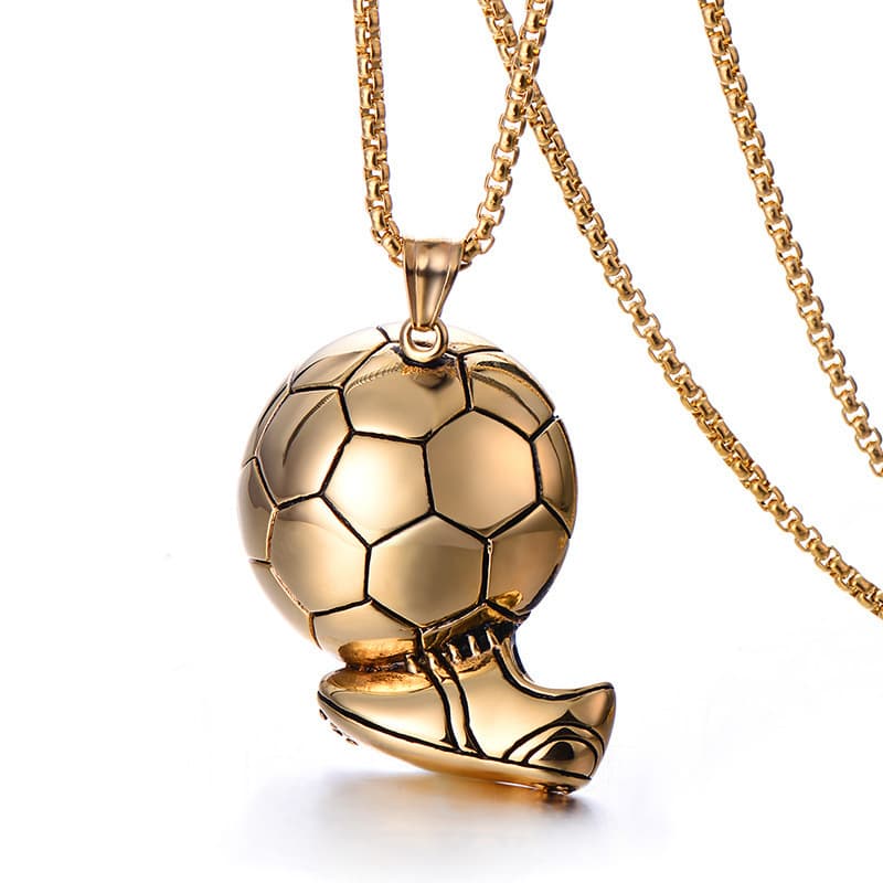 Fashion Soccer Shoe Sneaker Pendant Necklace Football Stainless Steel Chain Necklaces for Men Hip Hop Sports Charm Jewelry