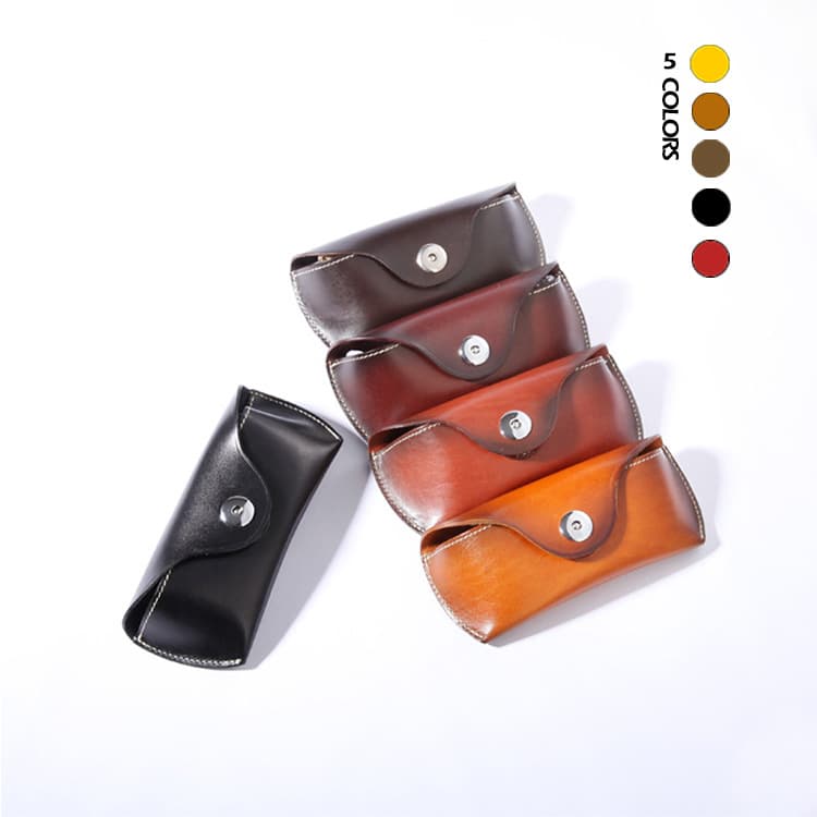 Unisex Vintage handmade leather eyewear case Portable leather eyewear storage bag Plant tanned leather cowhide eyewear bag