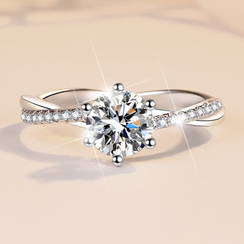 Moissanite For Women Plated PT950 Love Interwoven Vine Ring Pure Silver