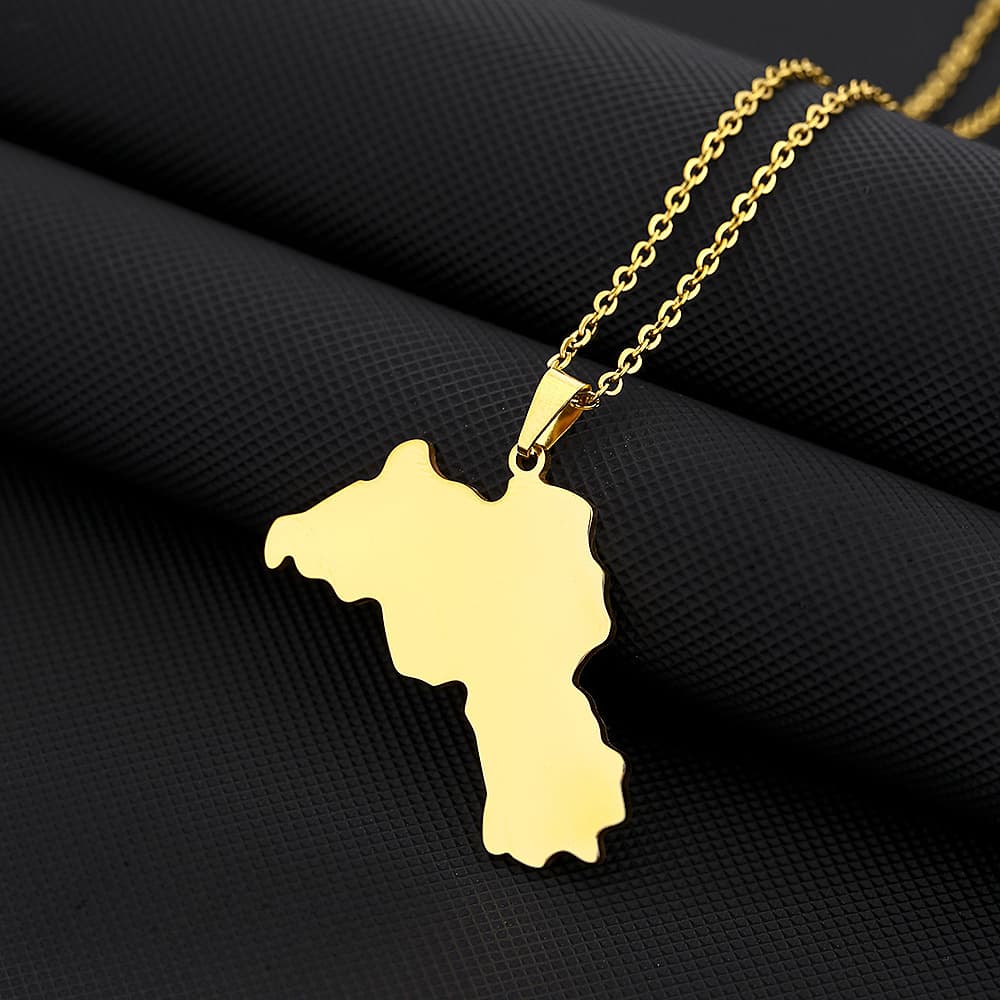 Collier avec pendentif carte du Kurdistan en forme de goutte d'huile, style rétro, en acier inoxydable, pour hommes et femmes