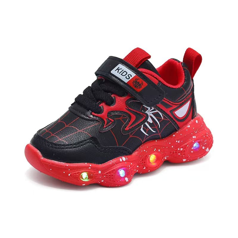 Kids' LED Light Up Sneakers - Glow In Dark Sports Shoes For Boys & Girls, Black Red/Black Blue