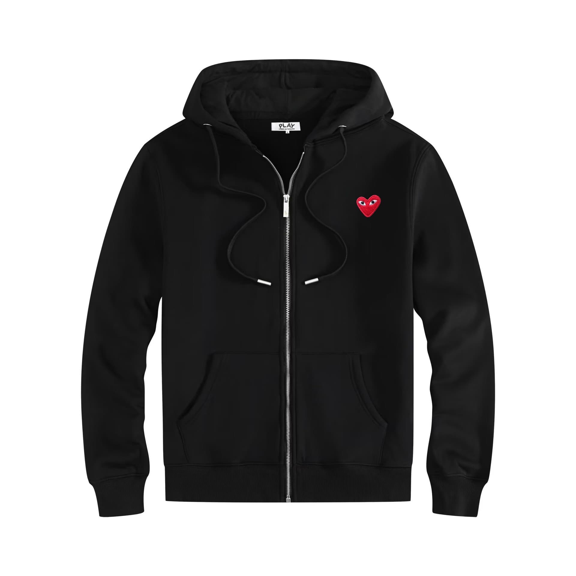 Sweat-shirt à capuche doublé polaire PLAY avec fermeture éclair et cœur brodé, ample, grande taille, unisexe, pour couple