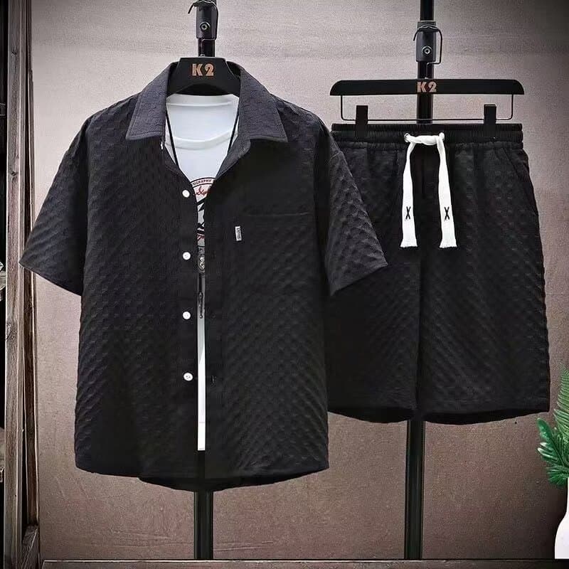 [SeoulStitch] Men's Short Sleeve Set - Trendy T-Shirt & Shorts | Korean Streetwear Outfit