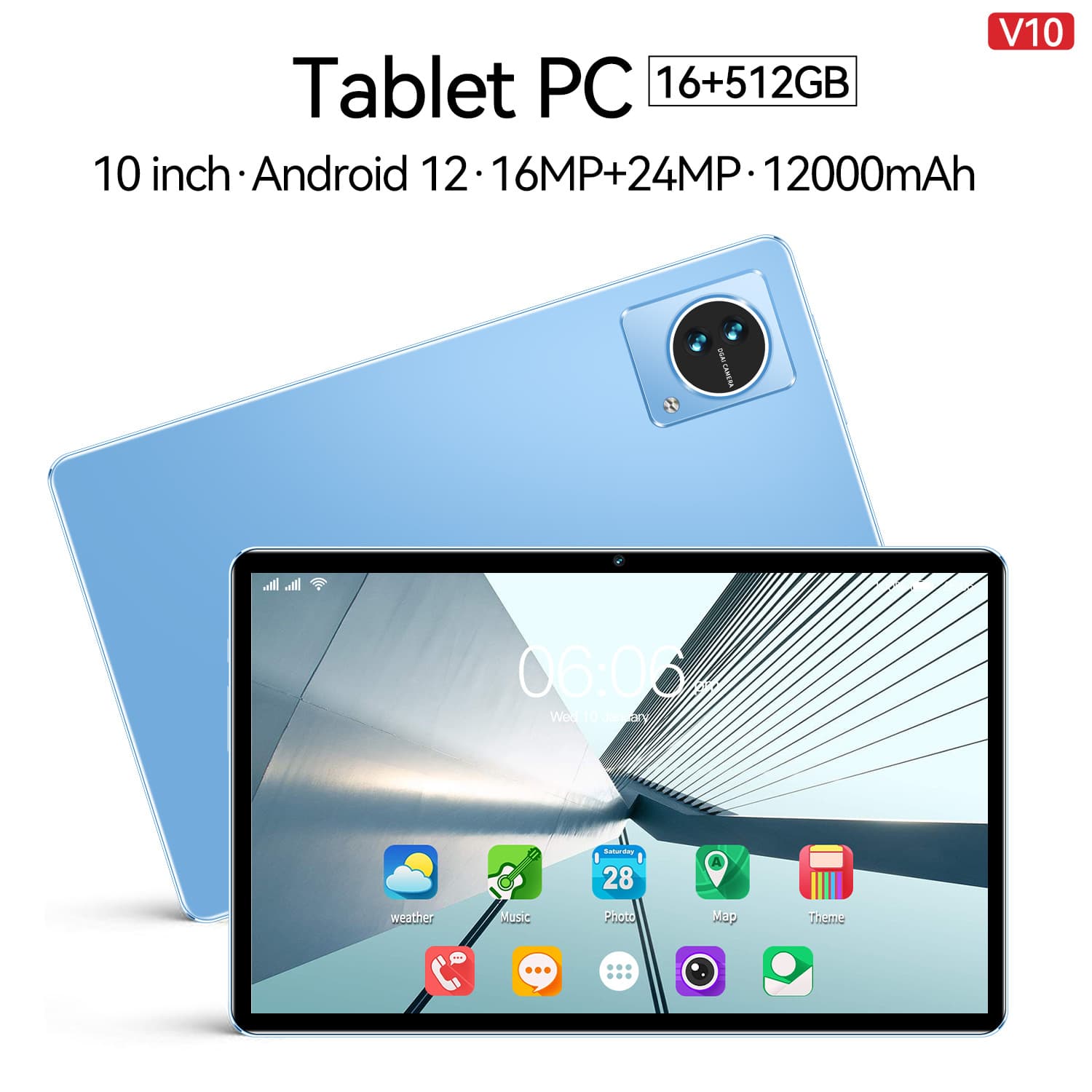 V10 tablet computer 16+512 Android 13 card dual standby version office and entertainment integrated new
