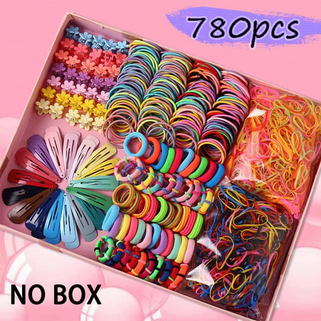 Unisex Hair clip and rubber band combination set 780pcs creative minimalist headwear set