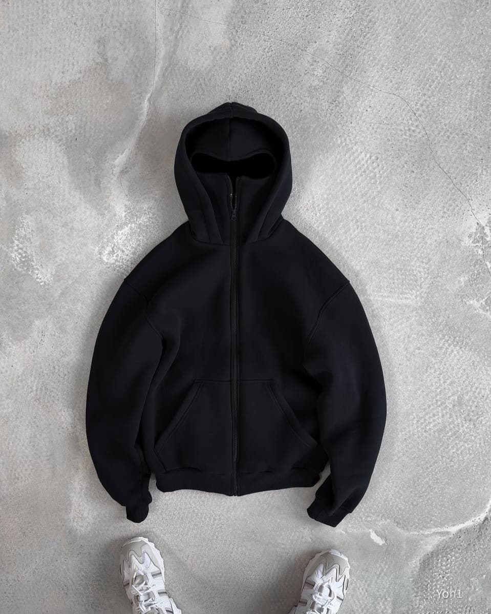 ​​Men's Zip-Up Hoodie With Double-Layer Face Mask - Streetwear Pullover For Hip-Hop Fashion (Black/Grey/White, S-XXXL)​​