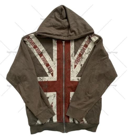 Rice-shaped Frame Zipper Y2K Gothic Hip-hop Hoodie Harajuku Sweatshirt Outerwear Hot Sale