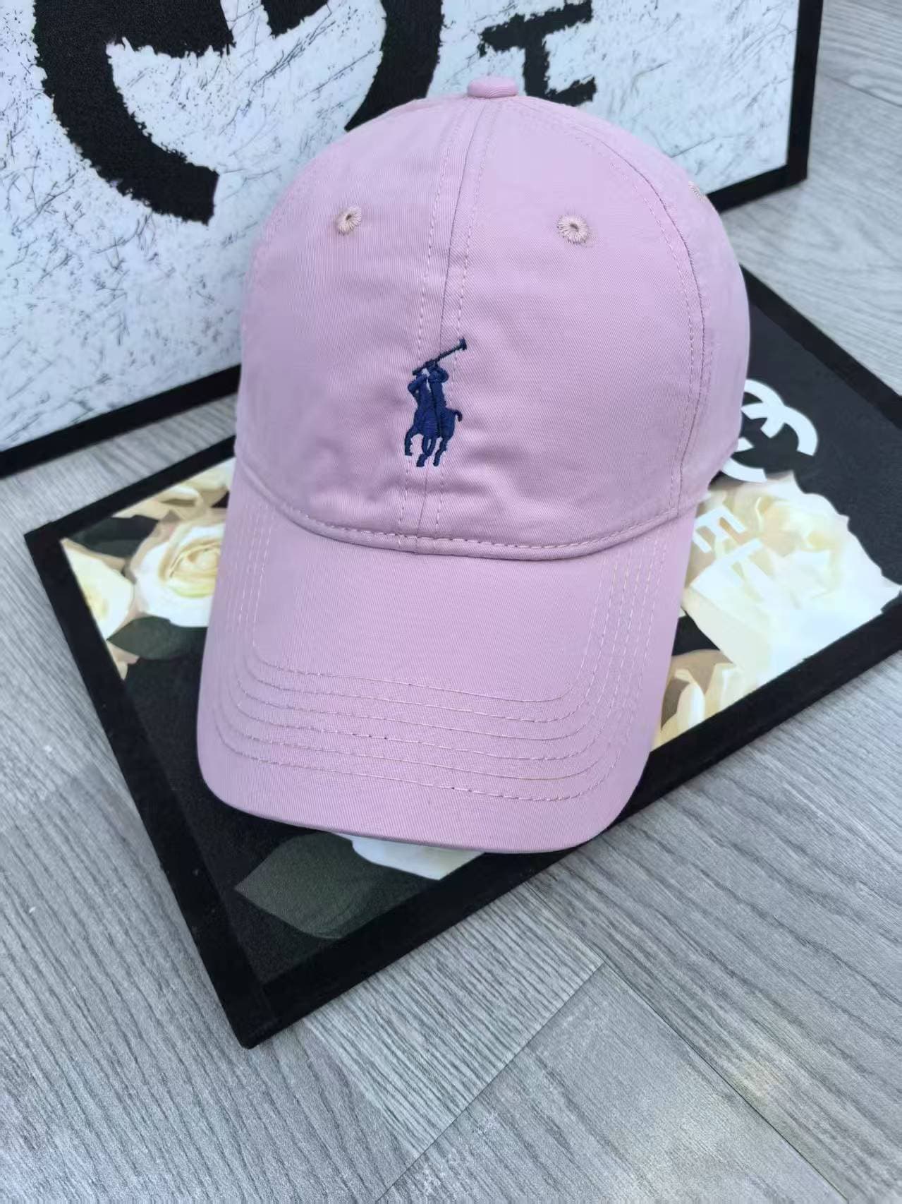 Casquette de baseball polo souple avec logo poney brodé, unisexe, polyvalente, style rose, pour couple