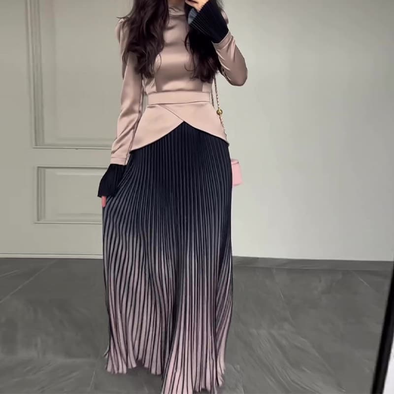 Women's Clothing Round Neck Contrast Color Splicing Back Strap Slim Dress