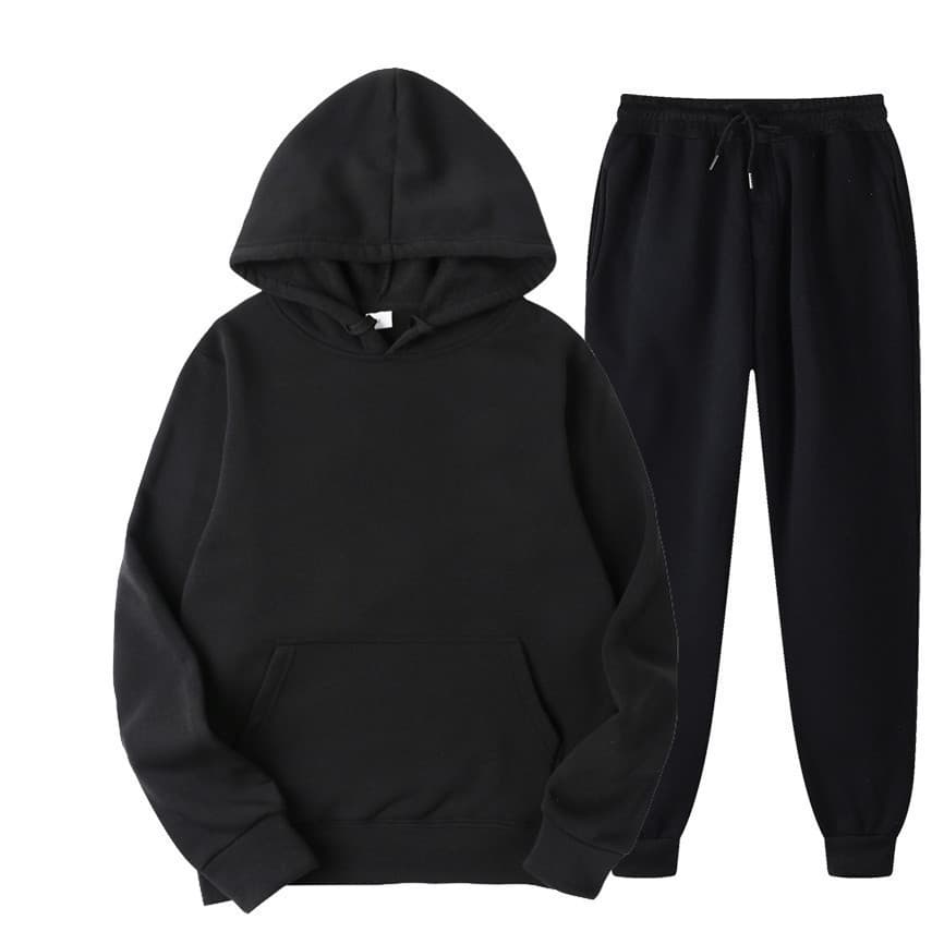 2023 New Spring And Autumn Men's Hoodie Fashion Brushed Solid Color Pullover Sweater Sports Set Sweater Set