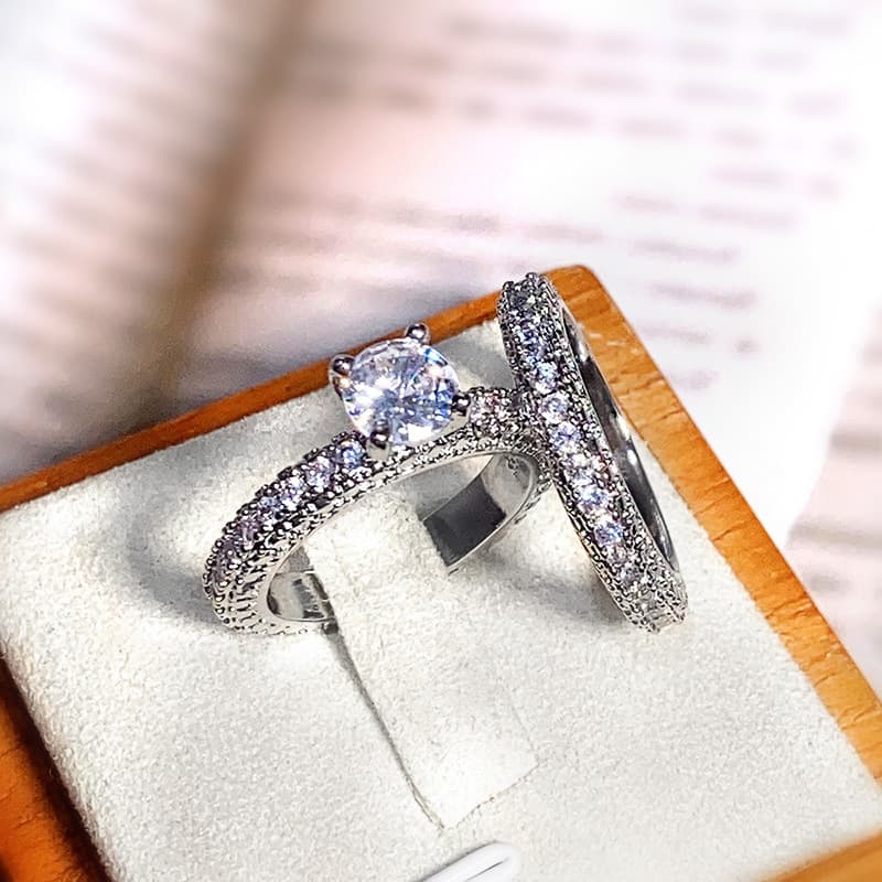 Unisex Jewelry Fashion full diamond round simulation diamond ring