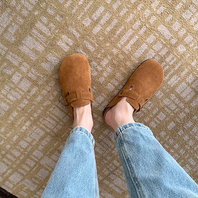 Grape Mom Studiolee Baotou Chaussures de printemps en cuir véritable à semelle épaisse pour femme