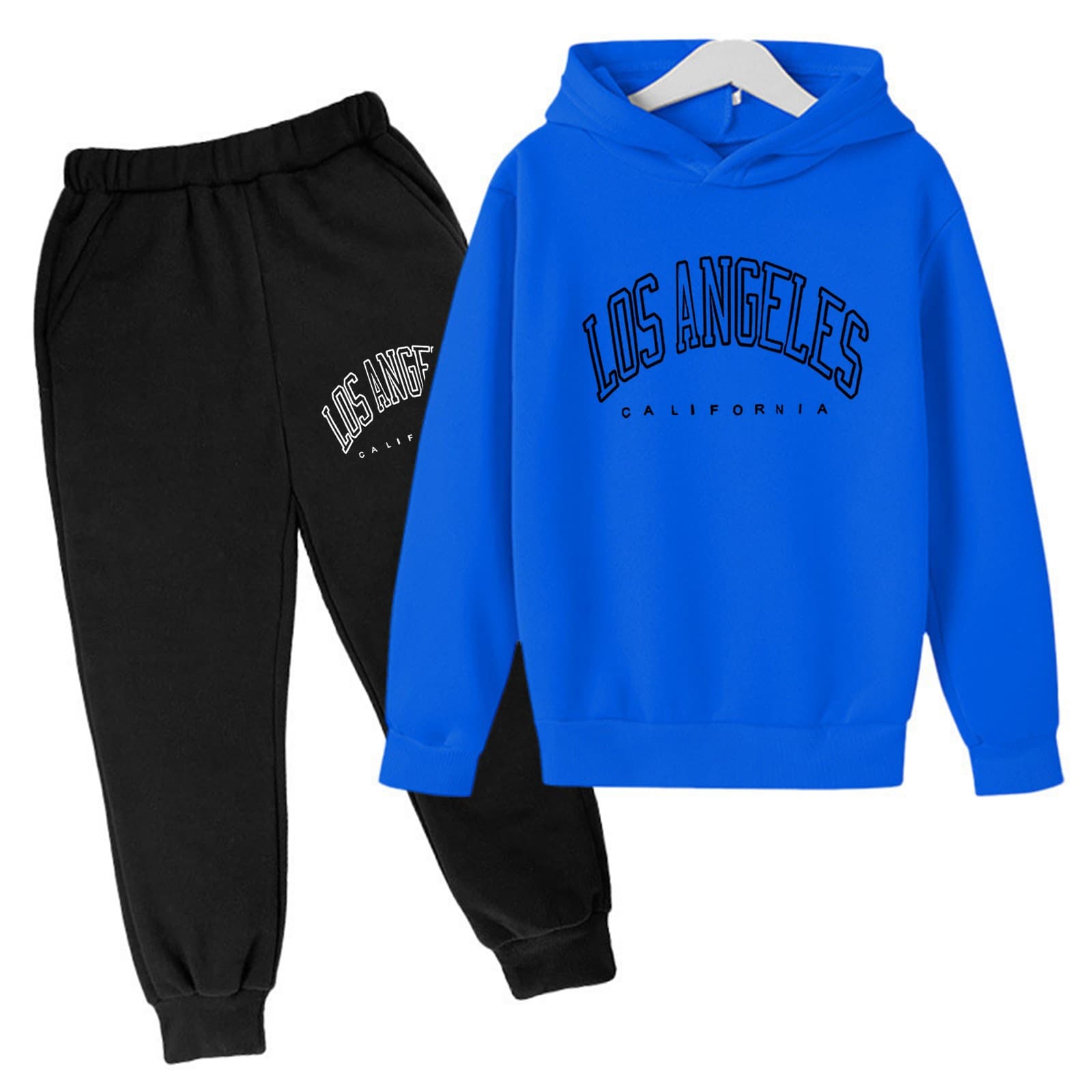 Ensemble deux pièces pour enfants, sweat-shirt à capuche ample, décontracté, en polaire, pour garçons et filles, automne et hiver