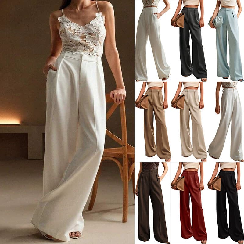 Women's Clothing High Waist Suit Pants Casual Loose Straight Business Commuting Wide Leg Pants