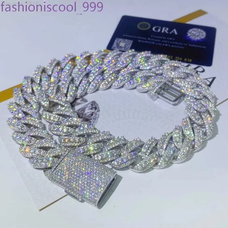Custom Vvs Moissanite Diamond Cuban Link Chain Ice Out 18mm Hip Hop Men Jewelry Pendant Necklace Miami