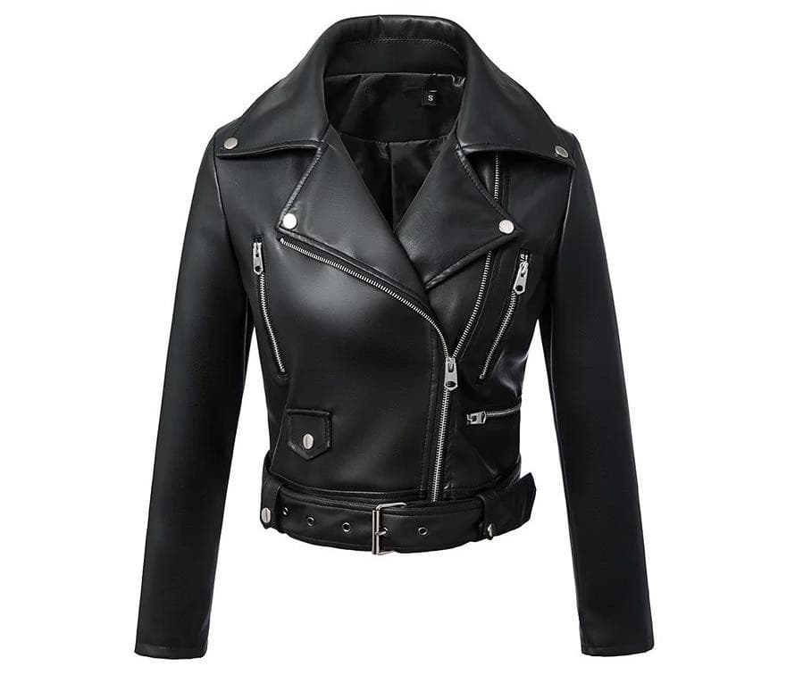 ELLE ELLE 2023 New High Waist Motorcycle Stylish European And American Short Slim Fit Small Leather Jacket For Women