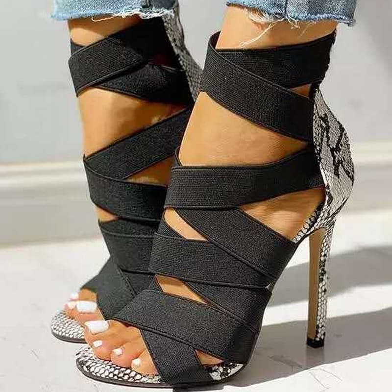 SHLIANG Women Sandal High Heels Gladiator Ankle Strap Sandals Summer Ladies Party Pumps Shoes Sandal Big Size For Women Y0257