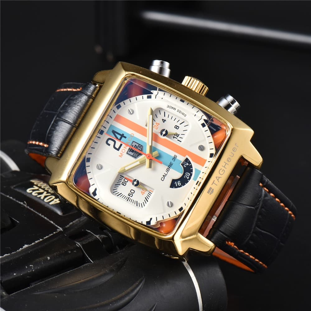 Montres pour hommes Quartz mode sport cuir marque montres chronographe pour hommes