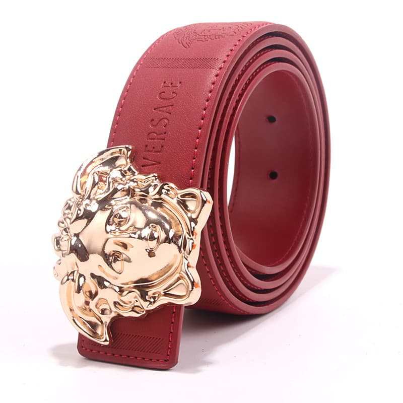 Beauty Head Ceinture en cuir véritable gaufré Ceinture unisexe en cuir véritable 3,8 cm