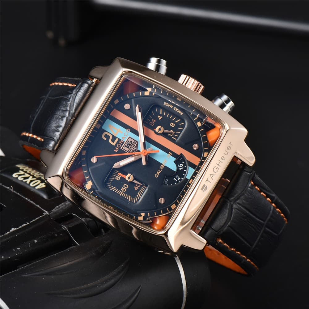 Montres pour hommes Quartz mode sport cuir marque montres chronographe pour hommes