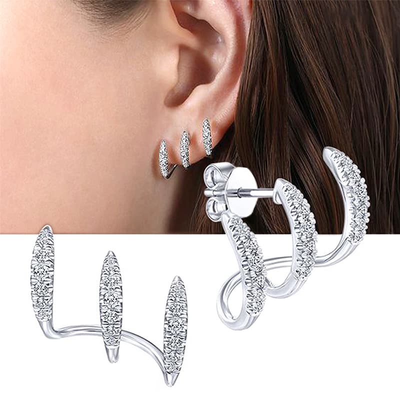 Cao Shi's Niche Design Feels Like Three Claw Ear Clip, With High-end Feel And A Simple Curved Curve. High Quality Zircon