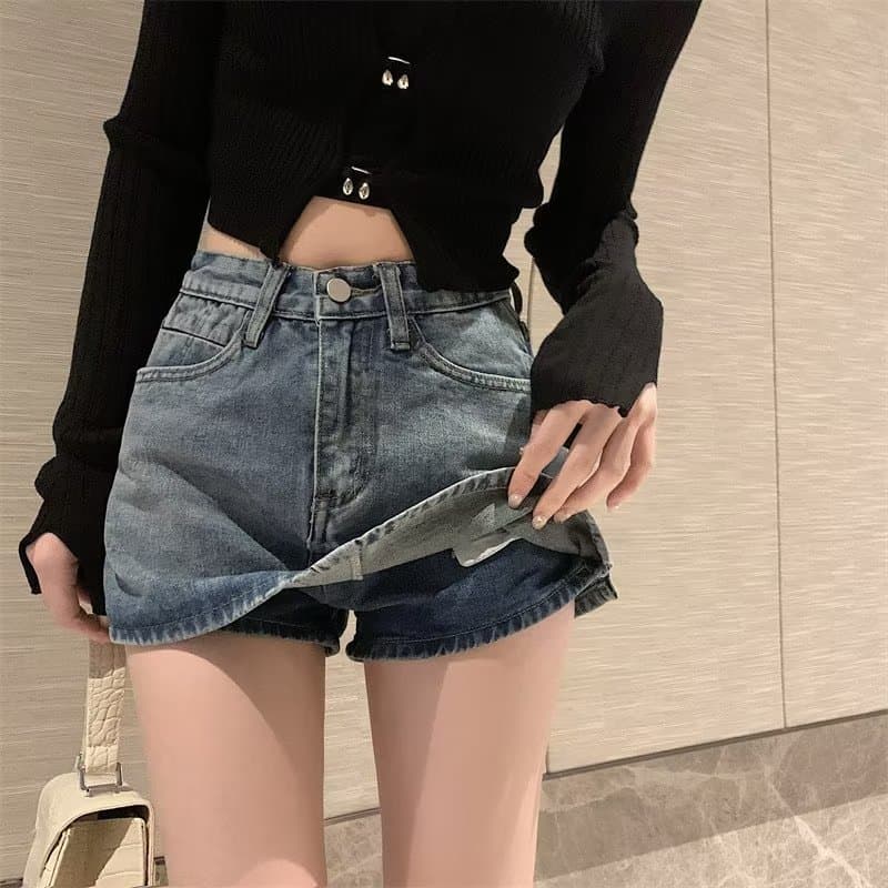 Women's Clothing Denim Skirt Women's Spring New Style Hip Covering High Waist A Line Skirt Slim Shorts Skirt