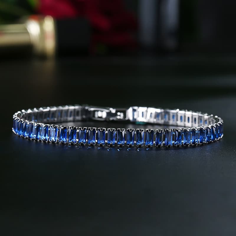 New Hip Hop Zircon Full Diamond Claw Bracelet Square Diamond Colorful Fashion Simple Step-in Personality Niche Design Jewelry