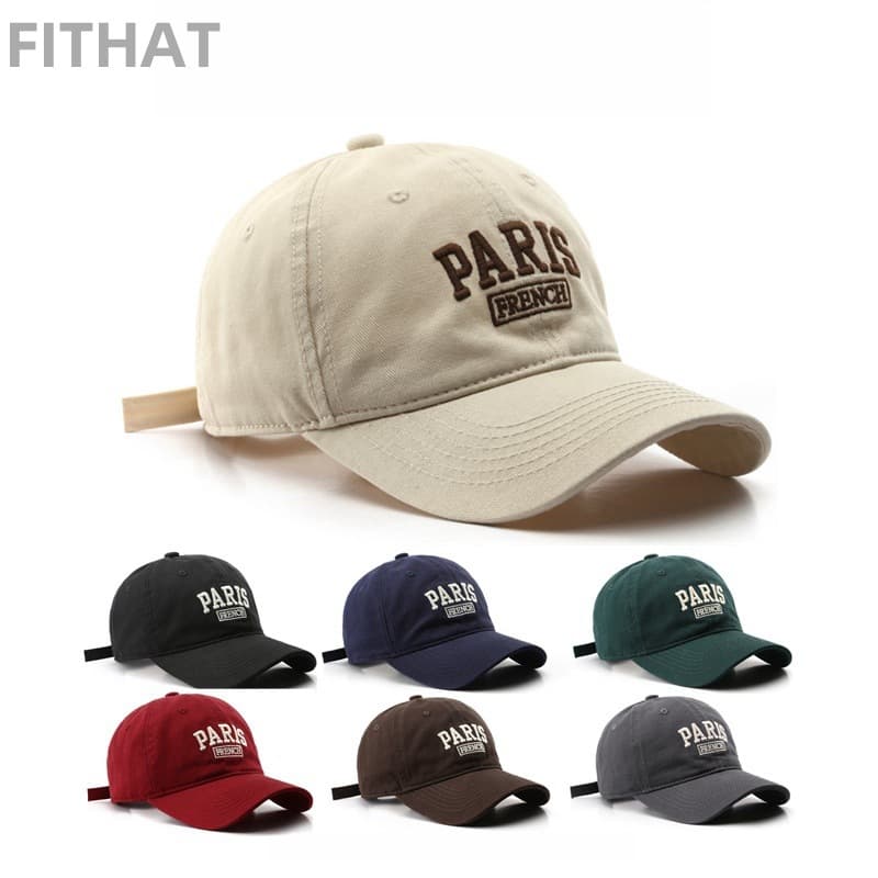 Women's PARIS Personalized Washed Letter Embroidered Cap Outdoor Travel Men's Sun Protection Baseball Cap