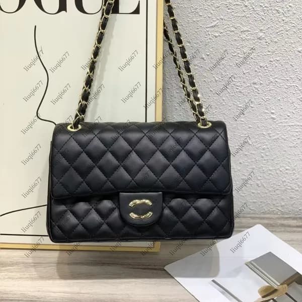 Sac à bandoulière en cuir à rabat classique pour femme avec chaîne dorée, sac à provisions CF 2,55 cm, sacs fourre-tout