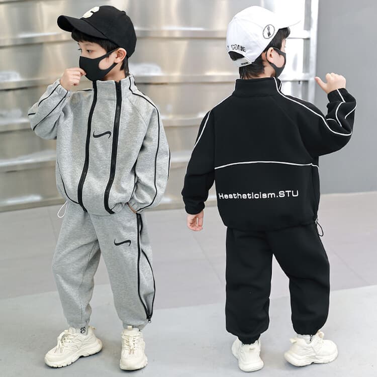 Kids Clothing Double Zipper Autumn Suit Spring And Autumn Sports Two Piece Suit