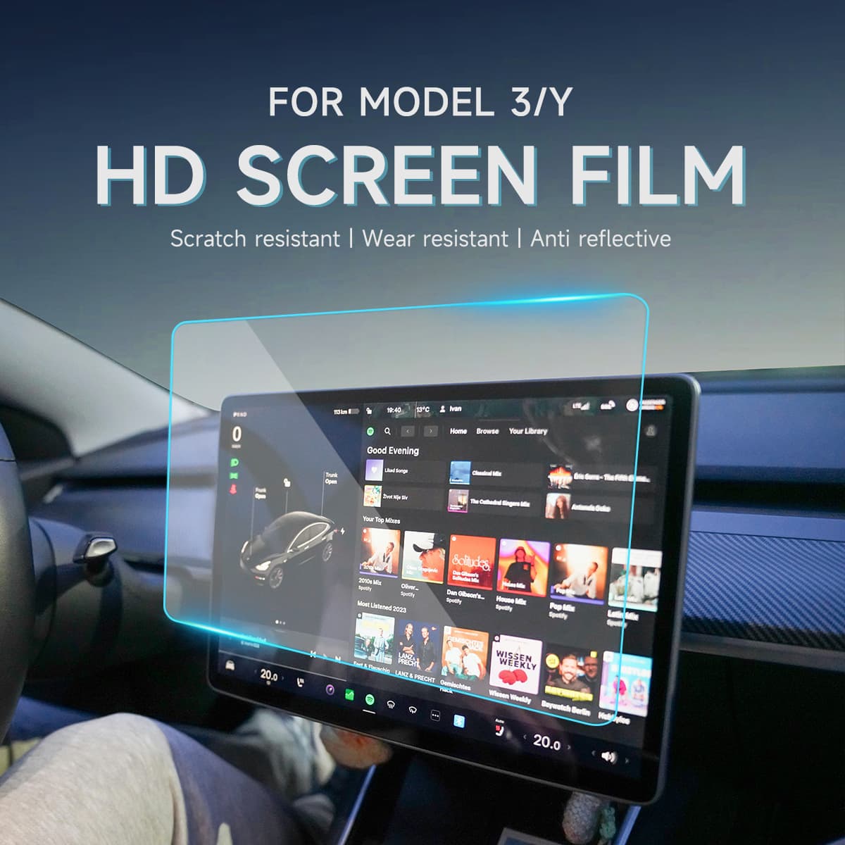 Suitable For Tesla New Model 3 Y Screen Tempered Glass Central Control Protective Display HD Film