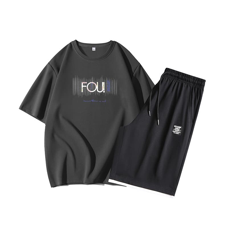 Men's Clothing Short-Sleeved T-Shirt Men's Fashion Brand Loose Breathable Two-Piece Suit