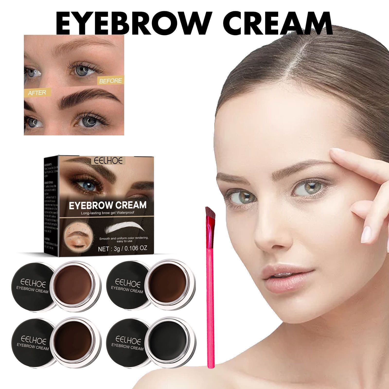 EELHOE three-dimensional eyebrow dyeing eyebrow cream for women, waterproof and sweat-proof, long-lasting, non-fading, non-fading eyebrow cream